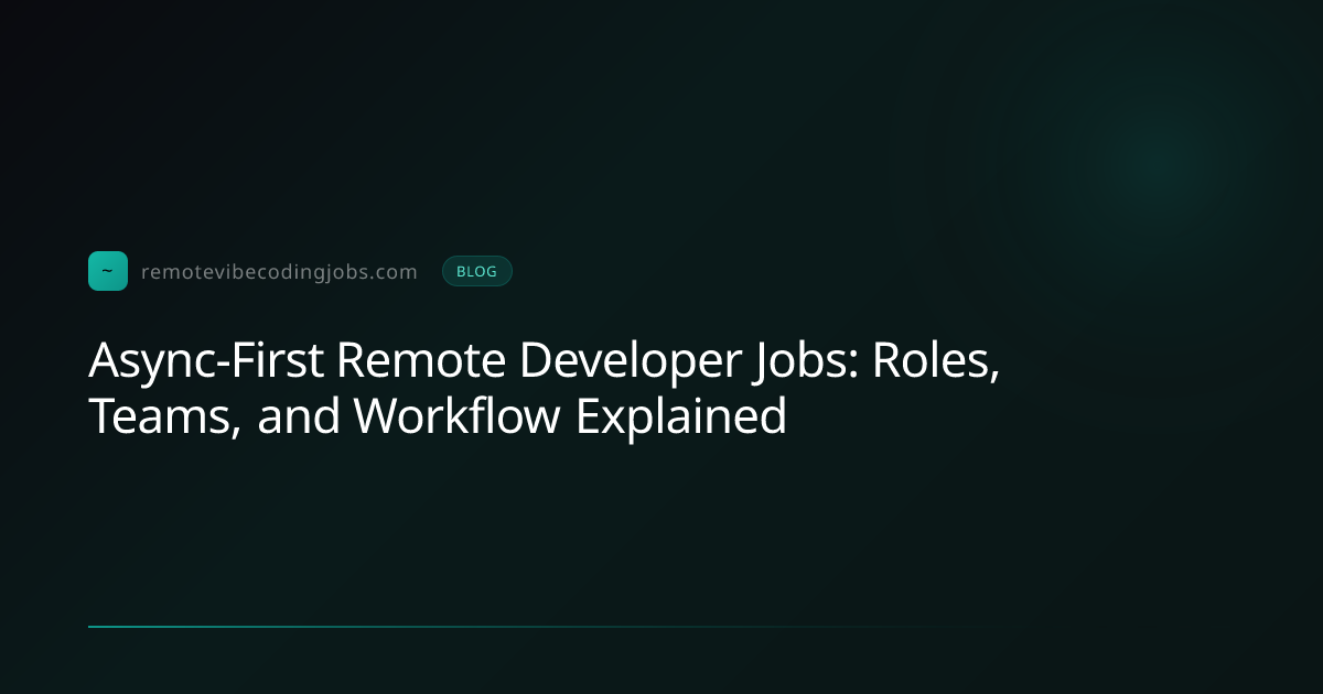 Async-First Remote Developer Jobs: Roles, Teams, and Work... | Remote ...