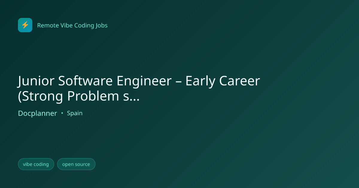 Junior Software Engineer – Early Career (Strong Problem s... | Remote ...
