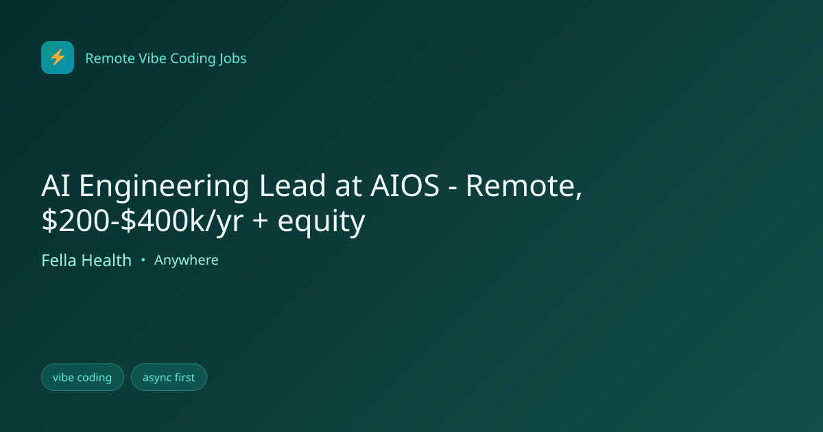 AI Engineering Lead at AIOS - Remote, $200-$400k/yr + equ... | Remote ...